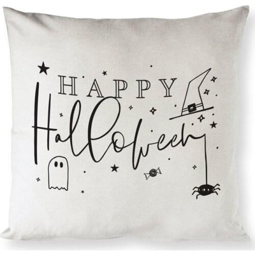 Happy Halloween Cotton Canvas Halloween Pillow Cove,Pillowcase,Cushion,Decorative,Seasonal,Throw Pillow,Fall Decor,Haunted House