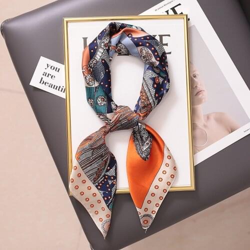 Fashion Silk Satin Hijab Scarf For Women Bandana Head Cute Hair Scarfs For Ladies 70cm Small Shawls Elegant Bag Scarves Female