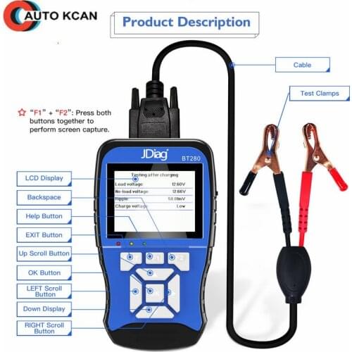 Original JDiag BT280 Universal Battery Tester For Cars Trucks Boats Motorcycle BT-280 Professional Battery Analyzer