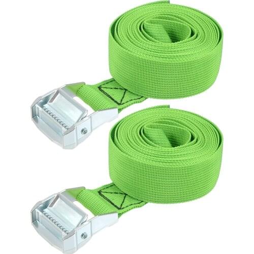 Uxcell 3.5Mx38mm Lashing Strap Cargo Tie Down Straps w Cam Lock Buckle 500Kg Work Load, Green, 2Pcs