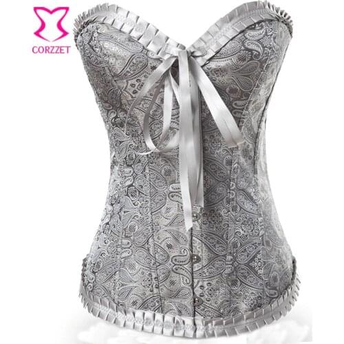 Vintage Paisley Pattern Gothic Corset Top Fashion Women Sexy Corsets Strapless Corselet Overbust Bustier Lingerie Corpete