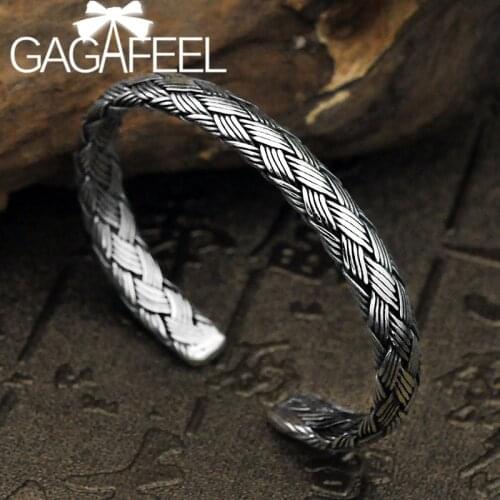 GAGAFEEL S925 Sliver Vintage Twist Bracelet Bangles Men Women Jewelry Gifts Classical Charms Twist Wire Open Cuff Bracelets