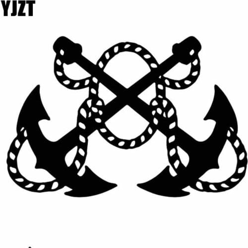 YJZT 15.6CM*10.4CM Helm Crossed Anchors Ship Sea Navy Vinly Decal Decor Car Sticker Luxurious Black/Silver C27-0444