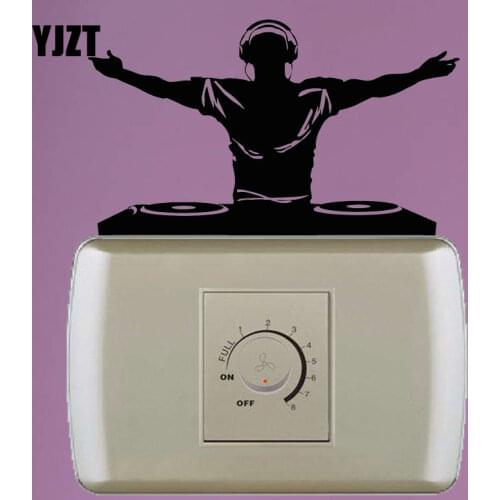 YJZT DJ Music Disco Headphones Bedroom Vinyl Wall Decal Home Decor Switch Sticker S18-0104
