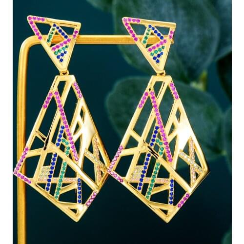 GODKI Trendy Luxury Multicolor Geometric Dangle Earrings For Women Wedding Bridal Earrings boucle d'oreille femme 2021