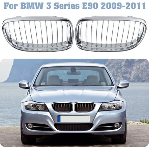1 Pair Car Bumper Front Kidney Grill Grill Glossy Chrome For BMW 3 Series E90 2009 2010 2011 For LCI 323i 325i 330i 335i
