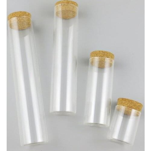 100 x 80ml 200ml 380ml 550ml Transparent Large Cork Stopper Glass Tube Coffee Dry Flower DIY Decor Jar Container