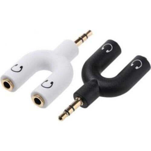 2pcs 3.5mm Jack Headphone Splitter 1 Divided Into 2 Couples Share Connector Double One Turn Two Cable Jack 3.5mm Audio Adapter