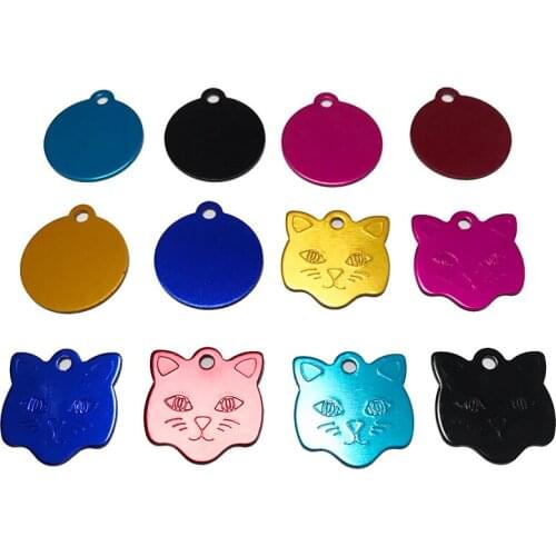 5Pcs/lot Dog Tags Engraved Cat Puppy Pet ID Name Collar Tag Pendant Aluminum Round Pet Accessories Random Color