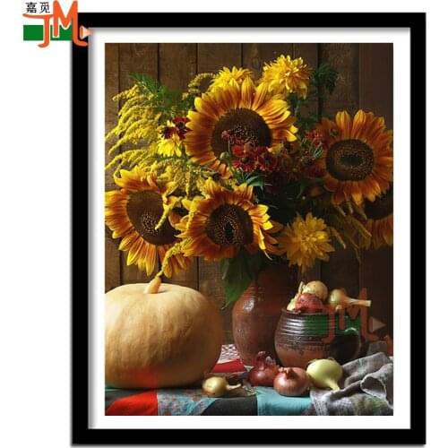 5D DIY Diamond Painting Sunflower Full Square/Round Drill Diamond Embroidery Pumpkin Onion Flower Cross Stitch Rhineh Home Decor