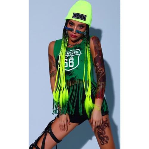 Fringe Hip Hop Clothes Women Jazz Dancewear Cheerleader Uniform Rave Clothes Music Festival Outfits Performance Costume DL7930