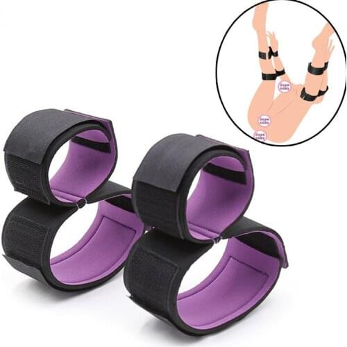 BDSM Bondage Fetish Hand Cuffs Ankle Cuffs Thigh Cuff Restraint System,Soft Padded Spong Locking Hands to Thighs Harness Sex Toy