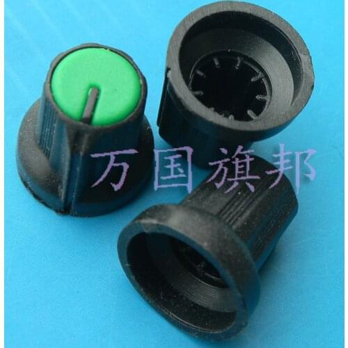 Free Delivery.Plastic potentiometer knob high 16 mm diameter 15 mm deep green green head