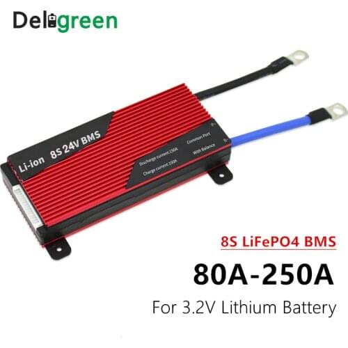 24V BMS 8S 80A 100A 120A 150A 200A 250A PCM for 3.2V LiFePO4 Lithium Battery for Electric Bicycle Scooter waterproof