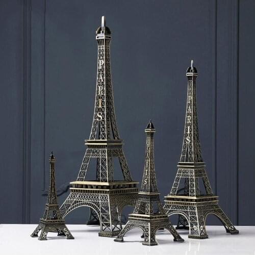 8-22cm Bronze Paris Eiffel Tower Creative Vintage Figurine Statue Metal Model Home Crafts Bronze Decor Decoration Accessories