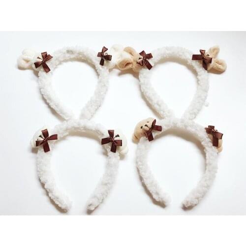 Boutique 12pcs Fashion Cute Rabbit Bear Hairbands Ribbon Bow Bunny Animal Hair Sticks Party Headwear Princess Hair Accessories
