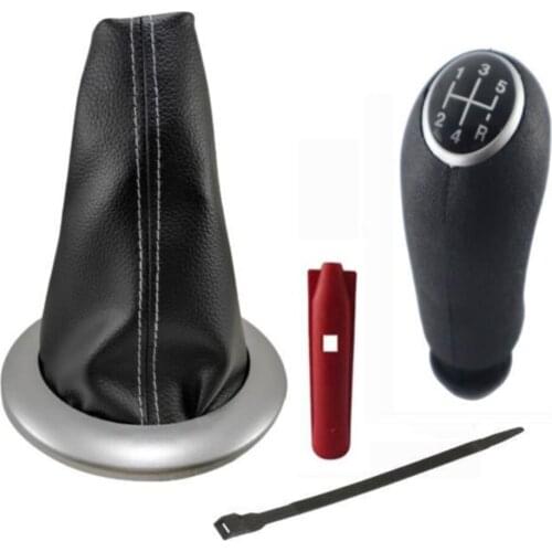 FOR Renault Megane 2 Gear Gaiter + Gear Shift Knob Gray Stitch + Leather Knob Gray Cover Chromium Styling Glossy surface Summer