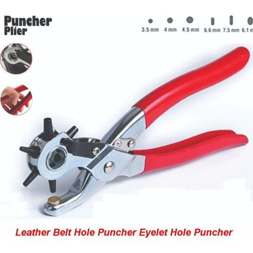 Leather Belt Hole Puncher Eyelet Hole Puncher Revolve Sewing Machine Bag Setter Tool Watchband Strap Household leathercraft
