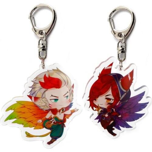Game League Legends Acrylic Keychain LOL Project Xayah and Rakan Funny Cute Pendant Jewelry Accessory Chaveiro Llaveros Gift
