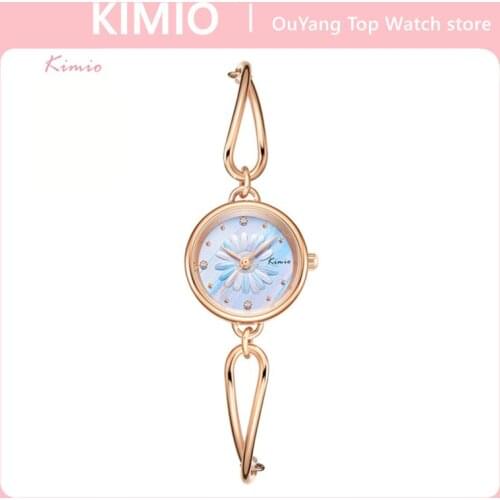 KIMIO Daisy carving Women Watches Bracelet Watch Ladies Luxury Jewelry Design Quartz Watch Clock Mechanism WristWatches