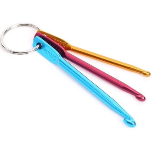 3PCS 3/4/5mm Aluminum Knitting Needles Crochet Hook Weave Crochet Needles Key Chain Ring DIY Sewing Tools