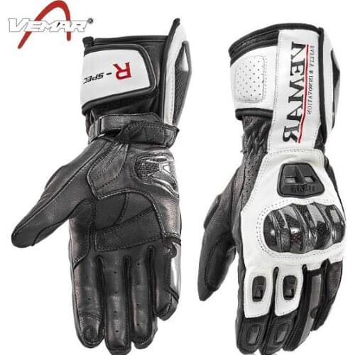 Motorcycle Riding Leather Gloves long carbon fiber shell windproof winter gloves-mens fall touch screen gloves