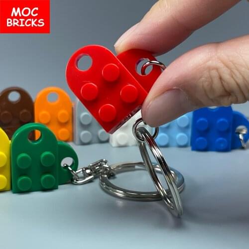 MOC Bricks Heart Key Chain Plate Modified 2 x 3 with Hole 3176 Coupling Love Thanksgiving Educational Building Figures
