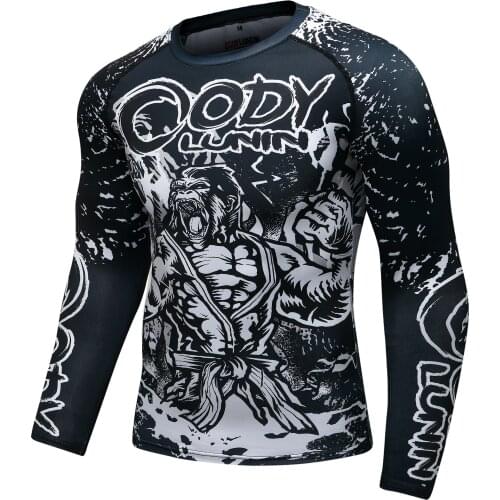 Hot sale MMA jogging T-Shirt Rashguard Men Long Sleeve T Shirts Bodybuilding MMA Clothing Sport 3D Print T Shirt