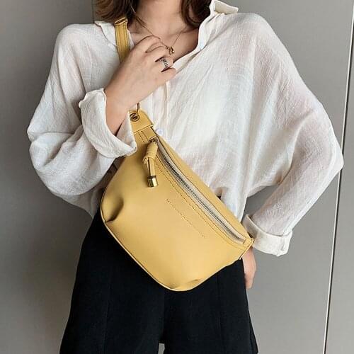 Womens Fashion Waist Bag Fanny Pack PU Leather Brand Crossbody Chest Bag High Quality Female Chain Waist Pack Shoulder Bags