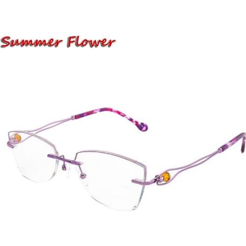 Rimless Glasses Anti Blue Ray Computer Glasses Optical Frames Cat Eye oprawki okularowe damskie occhiali da vista donna