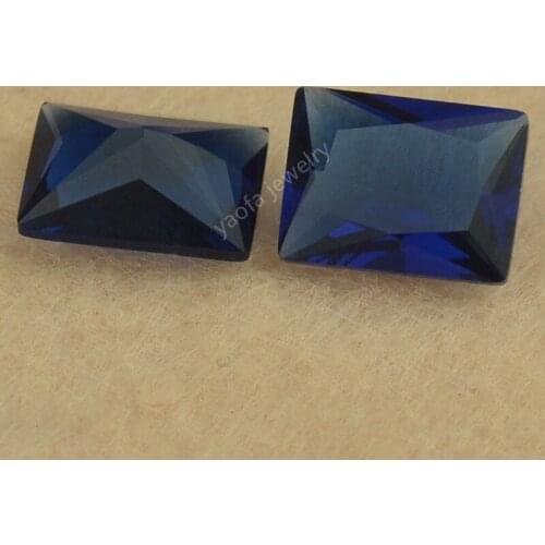 Wholesale 2x3~13x18mm Dark Blue Sapphir-e Lab Created Gems Rectangle Shape Baguette Cut Loose Synthetic Glass Stone For Jewelry
