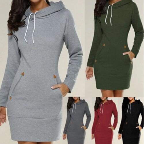 2021 Cord Tunic Hoodies Dress Women Casual Wear Extra Long Hoodie Plain Hooded Elegant Sweatshirt 3xl Big Size Hoodies Women