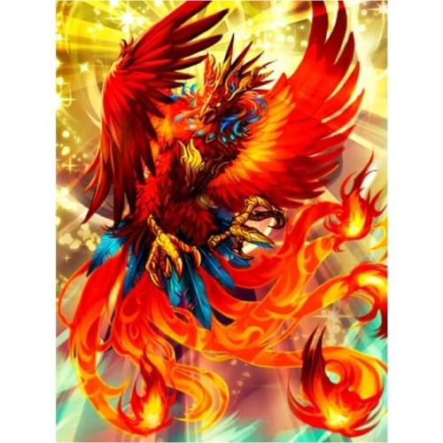 Full Birds Diamond Embroidery Painting Fire Phoenix Mosaic Rhinestone Sticker Wall Decor Puzzle Picture Diamond Dotz Large Size