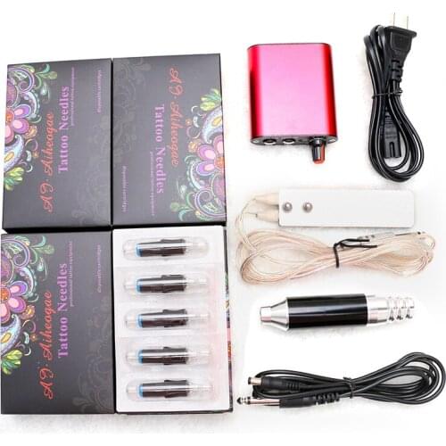 Popular Permanent Makeup Tattoo Set with Stainless Steel Flat Footswitch & Disposable Needles Complete Tattoo Kit PTM4106