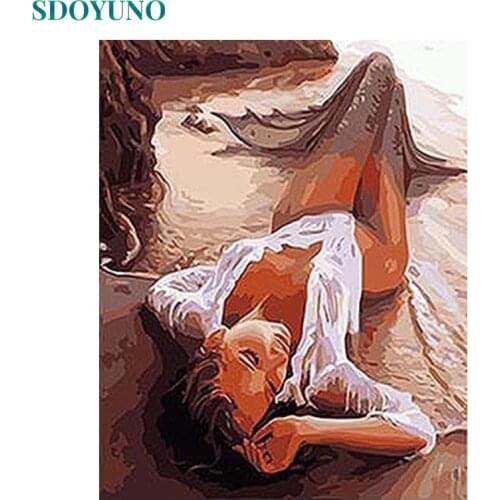 SDOYUNO Sexy Painting By Numbers Mermaid DIY Gift Wall Pictures For Living Room Framed Home Decoration Modern Wall Art Canvas
