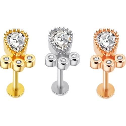 JUNLOWPY Stainlesss Steel Cartilage Stud Earrings for Women Girls Helix Tragus Couch Hoop Piercing Earrings Ear Piercing Body