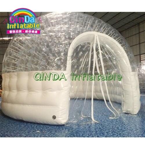 Only one time blower Inflatable Airtight White Inflatable Igloo Tent Clear PVC Transparent Inflatable Dome Tent