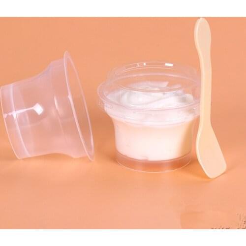 High quality transparent small disposable pudding jelly ice cream cup 100ml yogurt sauce milk thick plastic cups with lid