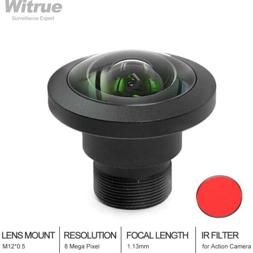 Witrue 4K Fisheye CCTV Lens 8Megapixel1/2.7 inch 220 Degree M12 Mount 1.13mm F2.0 For IMX178/IMX226 4K Camera Action Camera