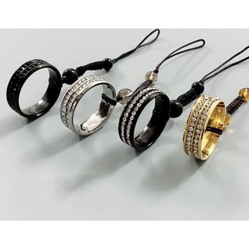 10Pcs Universal Titanium Steel with Simulation Diamond Short Finger Ring Mobile Phone Case Cover Straps Lanyards