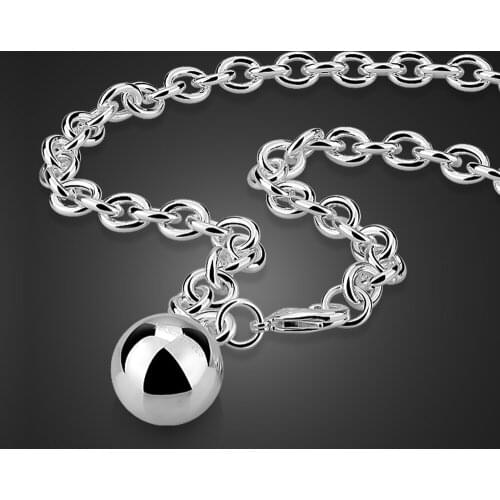 100% 925 Sterling Silver Necklace 18 / 26 inch Neck Chains Ball Heart Pendant Jewelry Women Punk Choker Padlock Goth Accessories