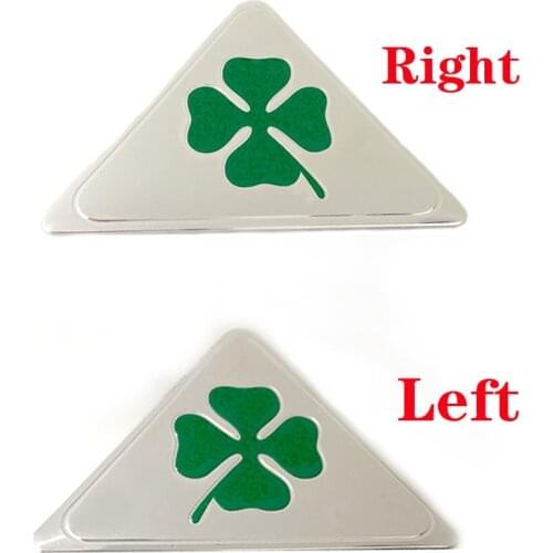 2pcs/1pair Side Fender Metal Sticker Car Styling Emblem Rear Trunk Logo Decals For Alfa Romeo Green Delta Leaf Left Right Badge