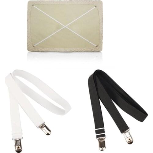 2 Pcs Black White Bed Sheet Mattress Cover Blankets Grippers Clip Holder Fasteners Elastic Adjustable Straps Suspenders 1.5M