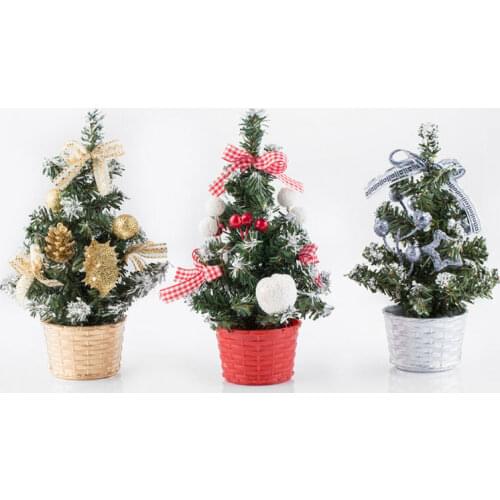 2020 Newly Artificial Tabletop Mini Christmas Tree Desk Table Decor Festival Party Ornaments Xmas Gift 25cm