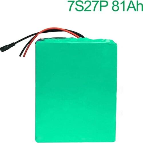 24V 81Ah 25.9V 7S27P 18650 Li-ion Battery Pack E-Bike electric bicycle 200x200x140mm