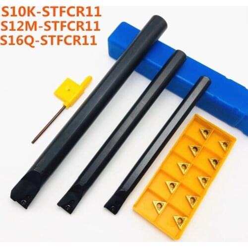 3PCS S10K-STFCR11 S12M-STFCR11 S16Q-STFCR11 inner hole turning tool holder 91 degree spiral lathe tool holder + 10PCS TCMT110204