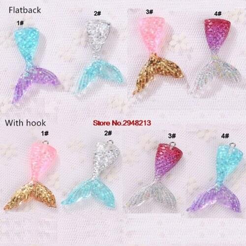 32*45MM glitter mermaid charms flat back resin charms necklace pendant earring charms for DIY decoration 40pcs YZR635-2
