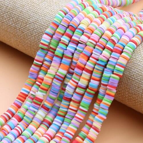 350Pcs Flat Round Polymer Clay Beads Slices Disk Loose Spacer Handmade Beads for DIY Jewelry Making Bracelets Necklace 4mm/6mm