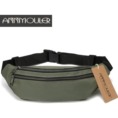 Annmouler Fashion Trendy Waist Bags Classic Women Belt Pack Casual Small Bags Unisex Double Zipper Travel Fanny Pack for Gifts