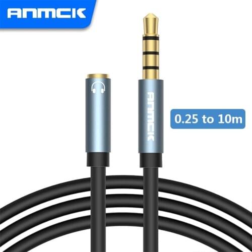 Anmck 3.5mm Jack Audio Cable Jack 3.5 mm Male to Female Aux Extender Cable With Micphone For Car Headphone Speaker Wire Aux Cord